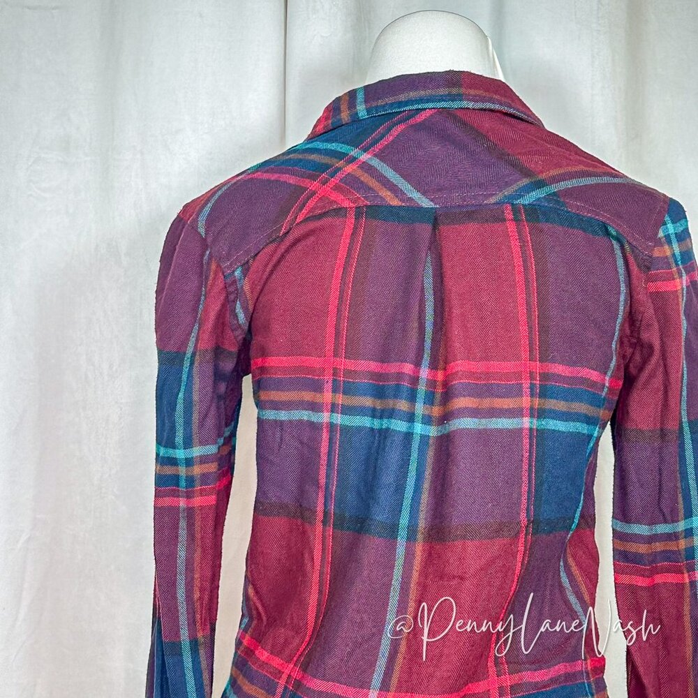 Maurices Zipper Pocket Plaid Button Down Shirt Top - Picture 9 of 11
